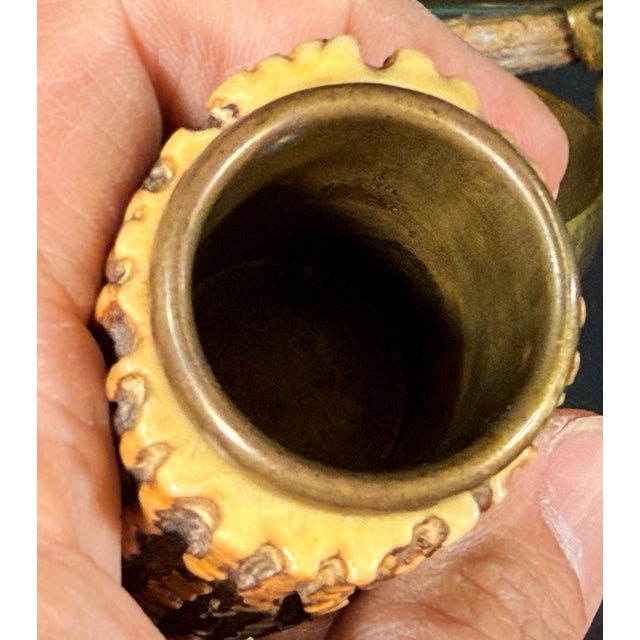 Brass Antique Brass and Antler Cigar Ashtray Catchall Black Forest Hunting Lodge Style For Sale - Image 8 of 10