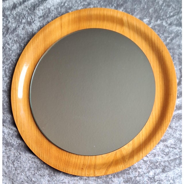 Mid-Century Modern Mid-Century Minimalist Wall Mirror with Curved Ash Wood Frame, 1960s For Sale - Image 3 of 6