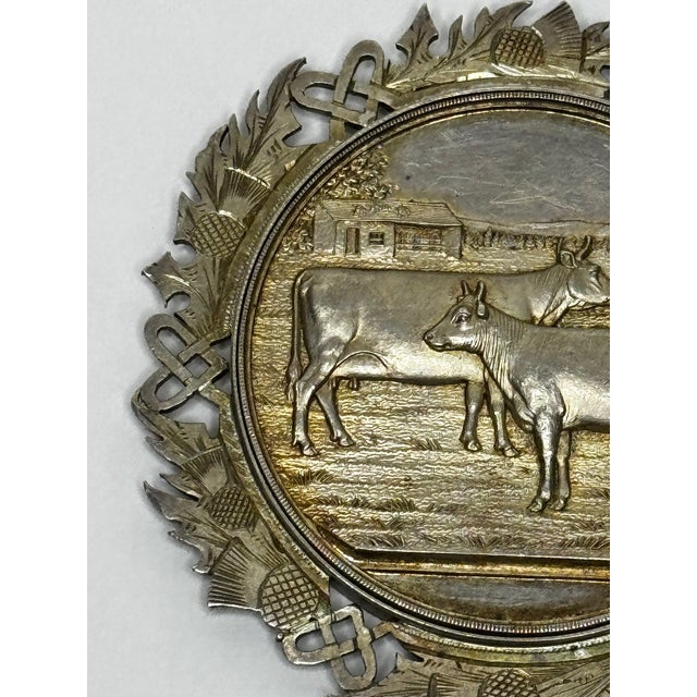 19th Century Scottish Silver Agricultural Prize Medal Ayrshire Cow & Calf Bull With Original Case For Sale - Image 6 of 18