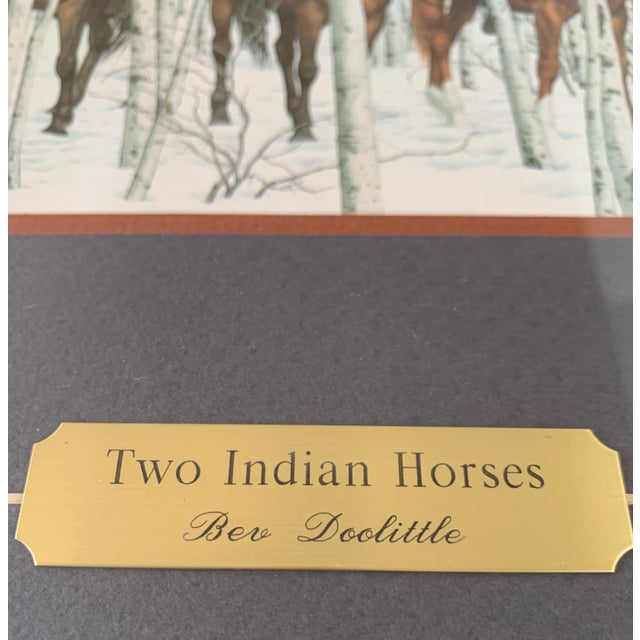 Brown 1985 Bev Doolittle "Two Indian Horses" Matted Framed Print For Sale - Image 8 of 10