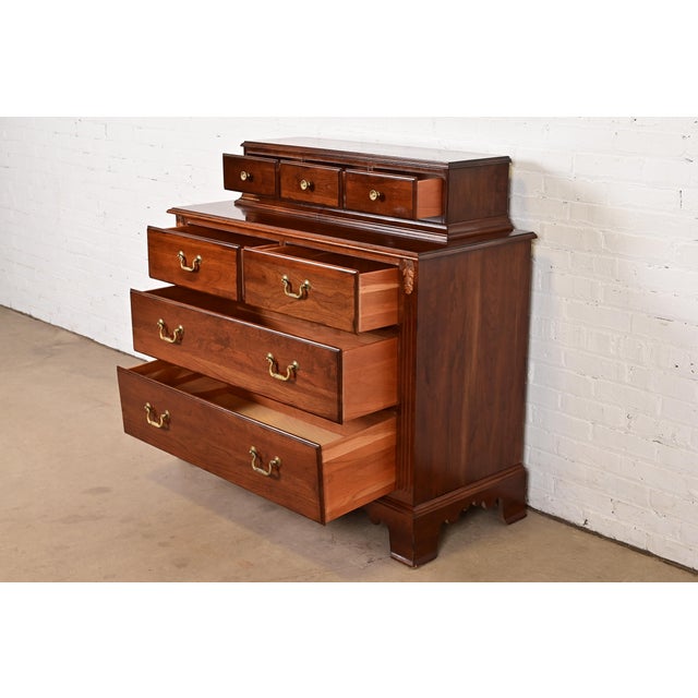 Ethan Allen Georgian Solid Cherry Wood Dresser or Chest of Drawers For Sale In South Bend - Image 6 of 17