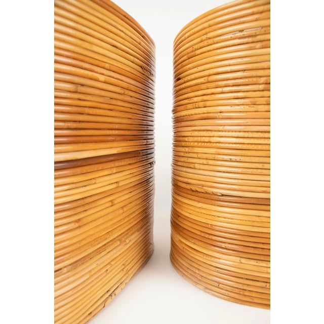 Mid-Century Oval Rattan and Bamboo Basket Plant Holders or Vases, Italy, 1960s, Set of 2 For Sale - Image 12 of 14