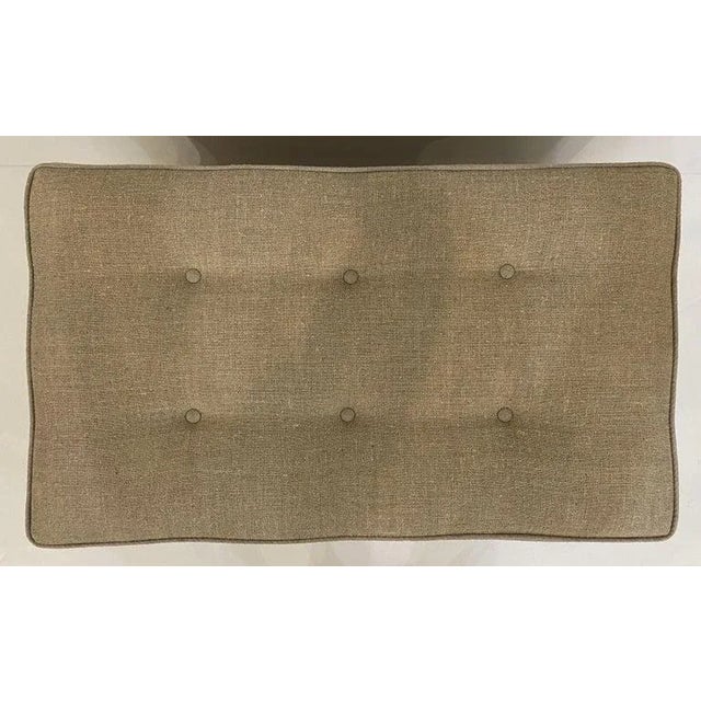 English Upholstered Trunk or Pouffe Ottoman Seat on Casters For Sale - Image 4 of 13