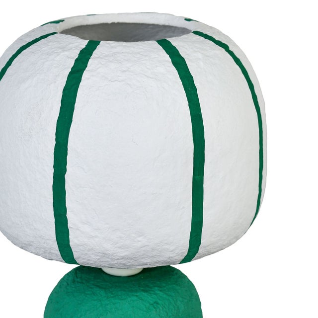 Margate Green Cotton Mache Table Lamp For Sale - Image 4 of 6