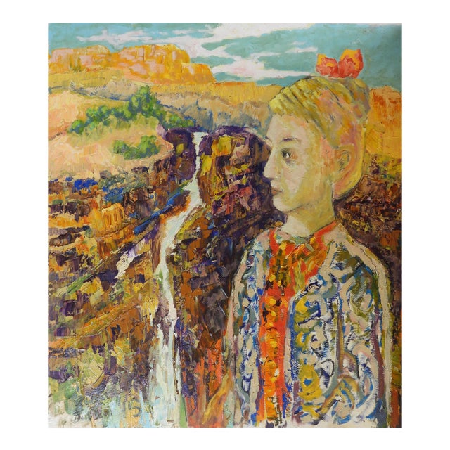 Contemporary Surreal Portrait Blonde Woman Canyon Painting For Sale