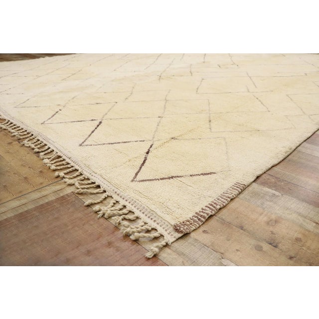 Beige Contemporary Beni Mrirt Moroccan Rug, 11'05 X 14'06 For Sale - Image 8 of 11