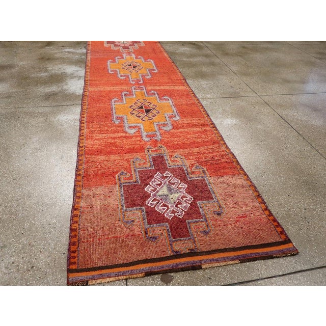Burnt Orange Galerie Shabab Collection Mid-20th Century Turkish Anatolian Tribal Runner For Sale - Image 8 of 10