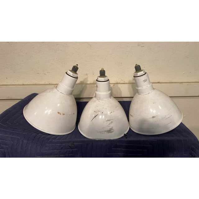 Metal 3 Vintage Industrial Enamel Light Domes For Sale - Image 7 of 8