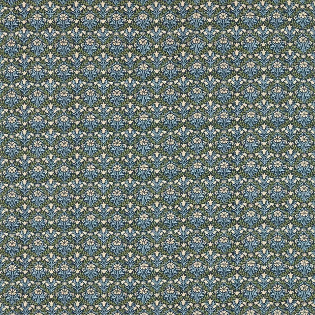 Morris & Co Bellflowers Fabric in Indigo/Thyme - a Sample For Sale