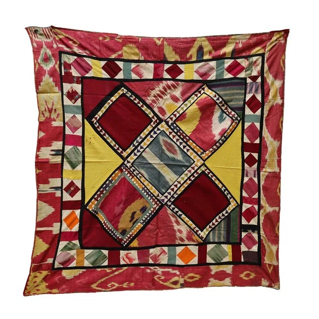 Vintage Embroidered Uzbek Wall Hung Patchwork Tapestry, 1920s For Sale - Image 12 of 12
