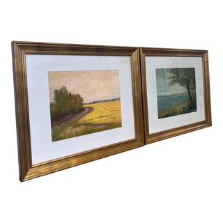 Pair of Framed Giclee Landscape Fine Art Print by Helen Drummond For Sale