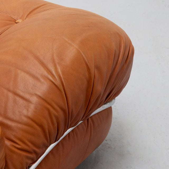 Cognac Leather Corolla Lounge Chair by I.P.E., 1970s For Sale - Image 11 of 13