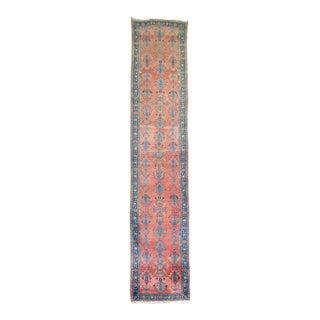 Zabihi Collection Long Traditional Antique Persian Sarouk Runner For Sale