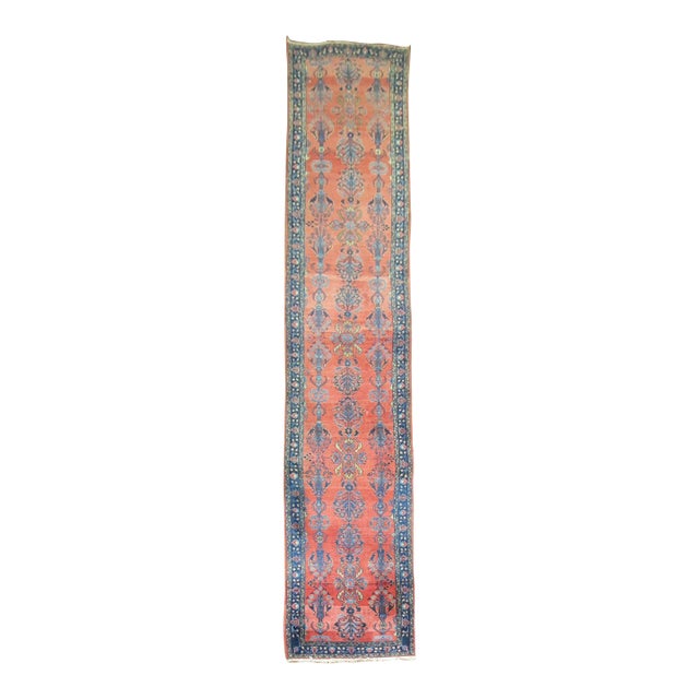 Zabihi Collection Long Traditional Antique Persian Sarouk Runner For Sale