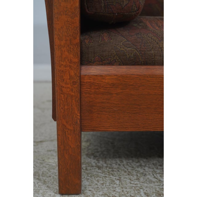 Wood Stickley Mission Oak Arts & Crafts Tulip Upholstery Sofa For Sale - Image 7 of 18