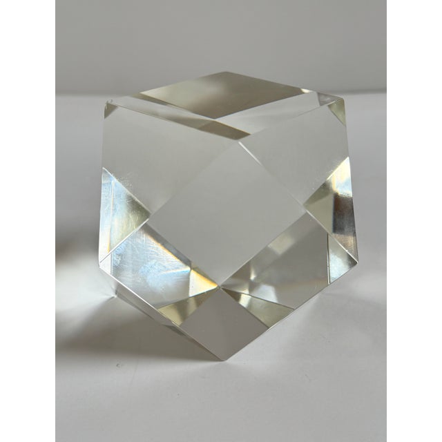 Glass Vintage Geometric Crystal Paperweight - 5” For Sale - Image 7 of 8