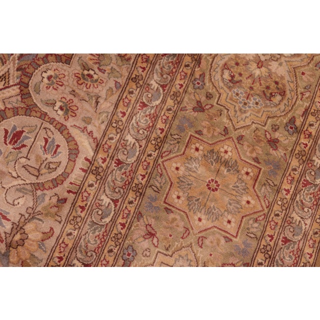 1990s Elegant Gulab Pak-Persian Gold/Green Wool Rug - 8'2'' X 9'11'' For Sale - Image 5 of 9
