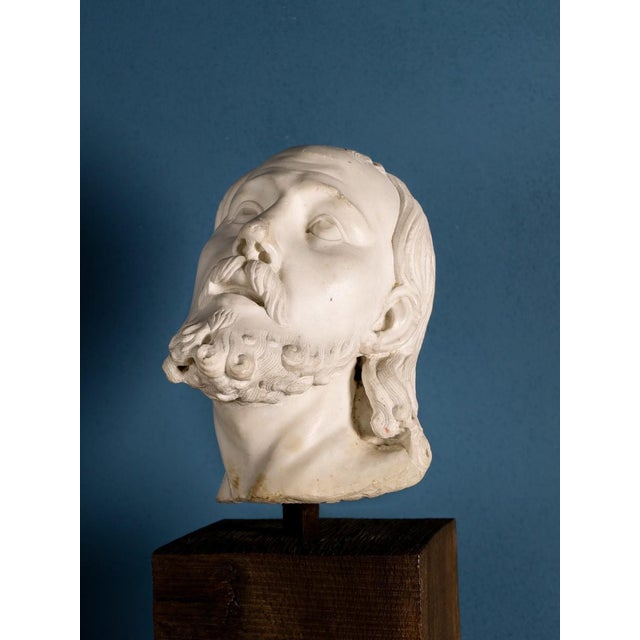 Stone Girolamo Ticciati, Italian School Head of a Bearded Man with Long Hair, 1700s, Marble For Sale - Image 7 of 7