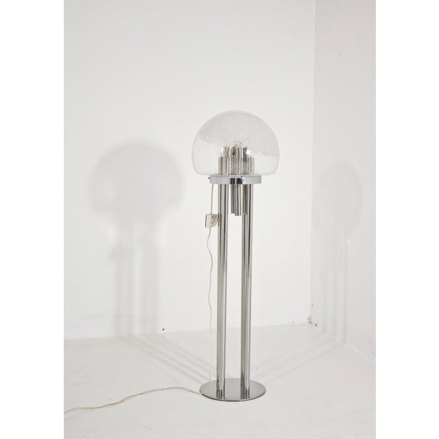 Mid-Century Modern Mid-Century Modern Space Age Chrome and Murano Glass Floor Lamp, Italy, 1970s For Sale - Image 3 of 17