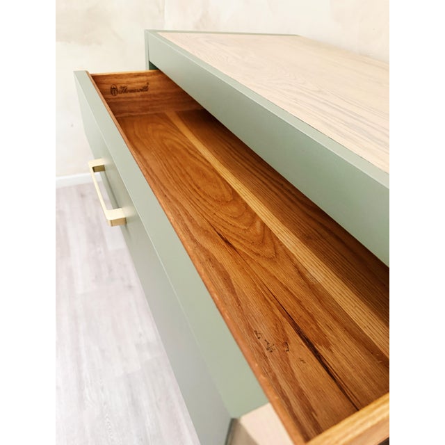 Green 1970s Sage Green Tall Dresser | Organic Modern Chest of Drawers With Natural Wood Accents For Sale - Image 8 of 10