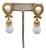 Vintage 1980s Signed Givenchy Goldtone White Drop Clip Earrings-2 Pieces For Sale