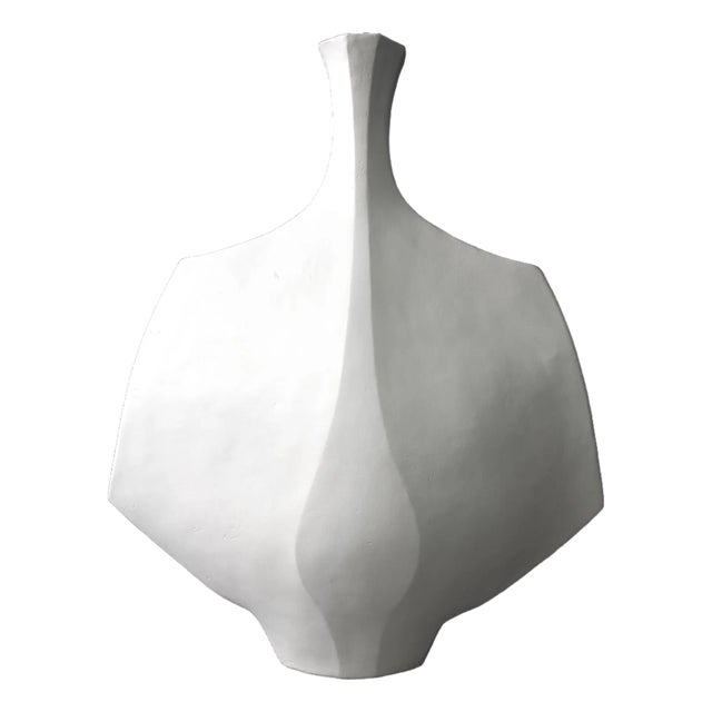 Mid Century Modern White Ceramic Vessel “Hanè” by Beverly Morrison For Sale