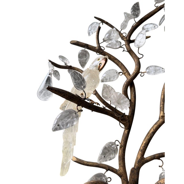 Maison Baguès 1980s French Baguès Style Rock Crystal, Smoky Quartz & Parrot Sconces - Pair For Sale - Image 4 of 10