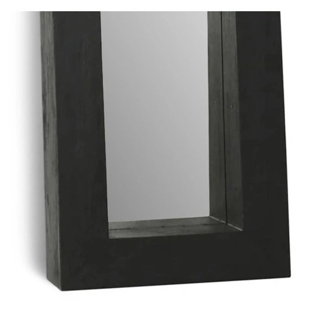 Modern full length mirror with solid heavy black wood frame. Each may vary in natural wood grain / slight imperfections....