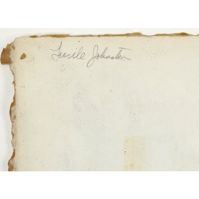 Green Staking a Tent, Modernist Landscape in Watercolor on Paper by Lucile Marie Johnston For Sale - Image 8 of 8