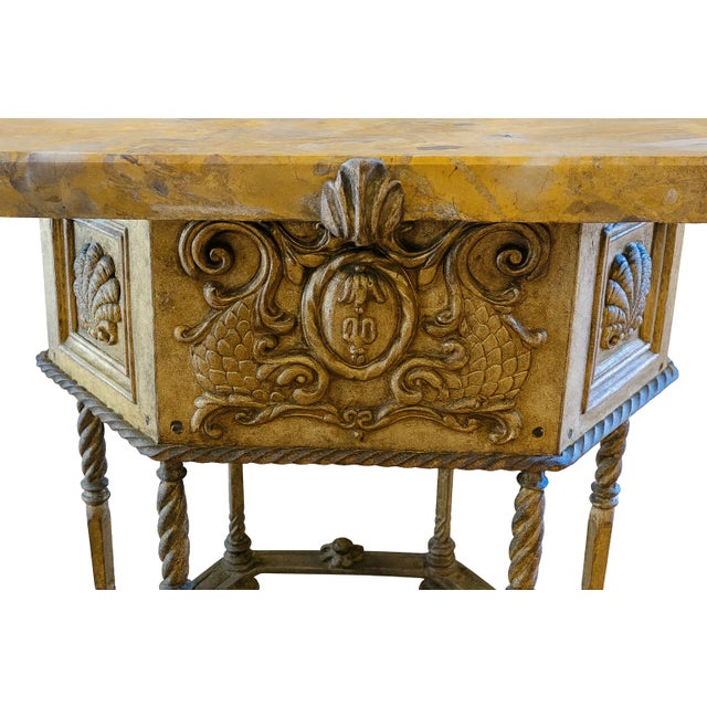 Traditional Al Capone’s Renaissance Revival Marble & Iron Side Table — 1920s Estate Coa For Sale - Image 3 of 10