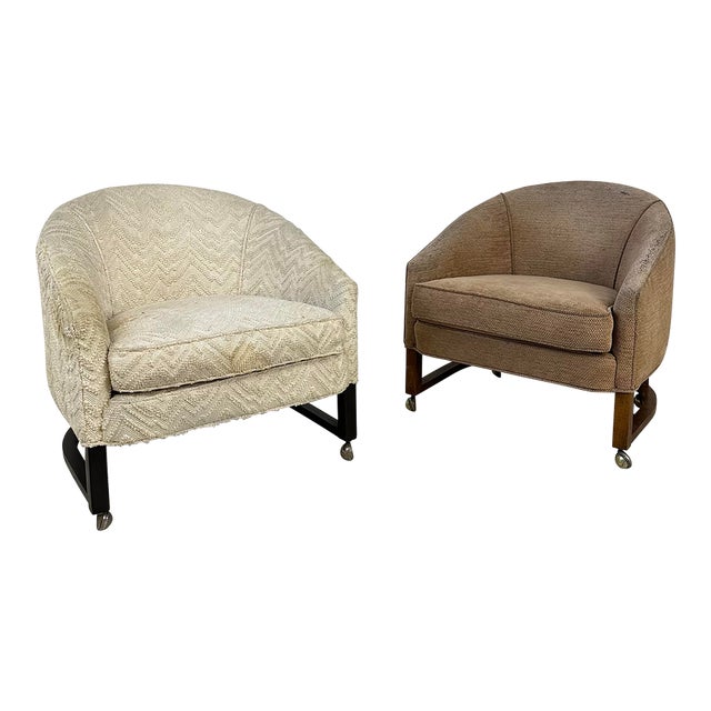 Pair of Barrel Back Harvey Probber Style Chairs For Sale