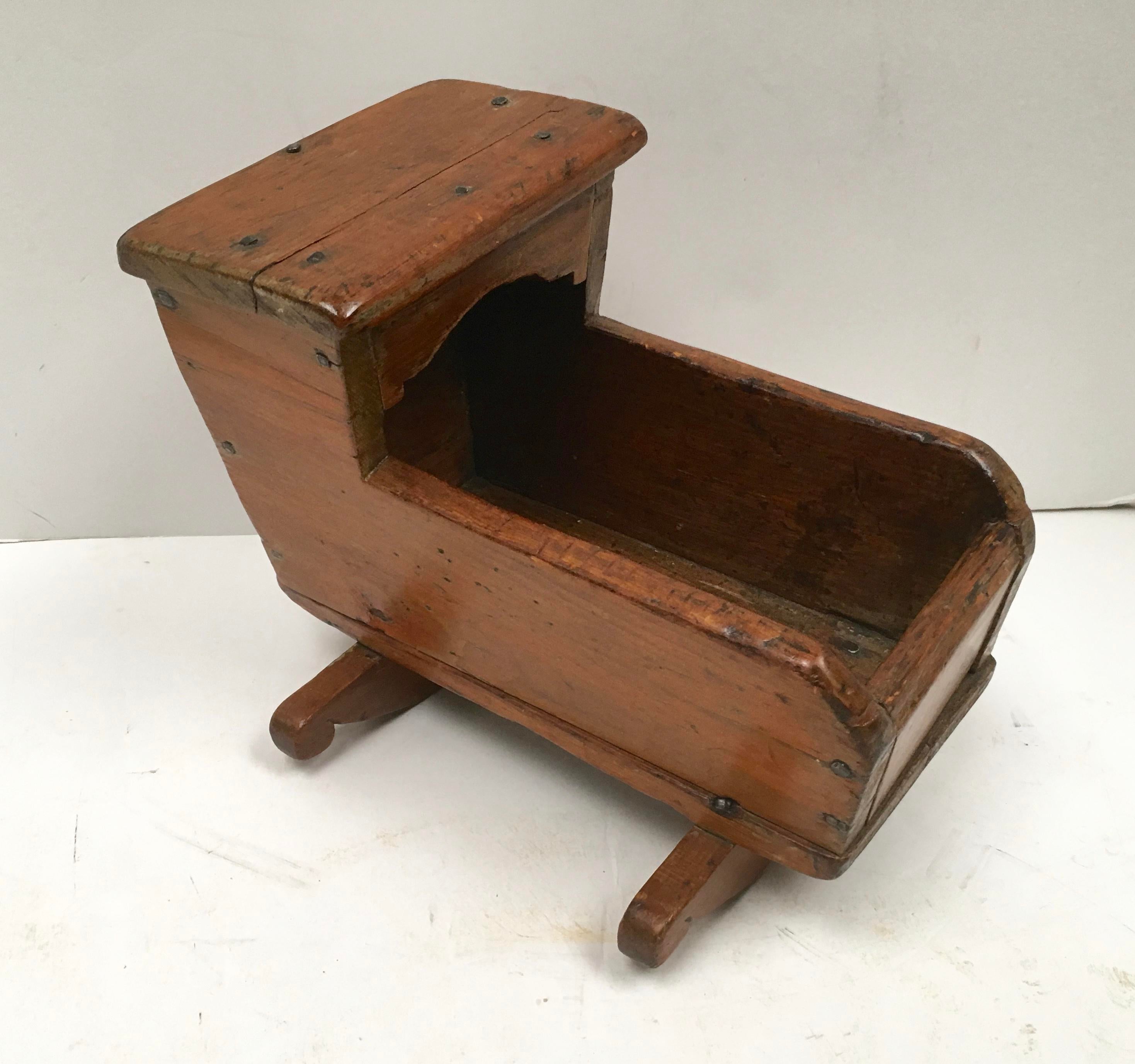 antique wooden doll cradle