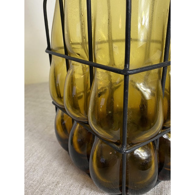 Glass Glass Bottle Encased in Wrought Iron, 1930s For Sale - Image 7 of 15