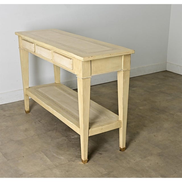 French Vintage Solid Walnut Painted Console Table For Sale - Image 13 of 13
