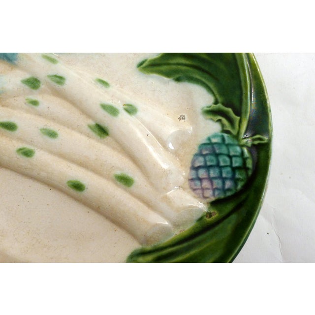 Antique Asparagus Plates in Salins Earthenware, 1890s, Set of 8 For Sale - Image 6 of 16