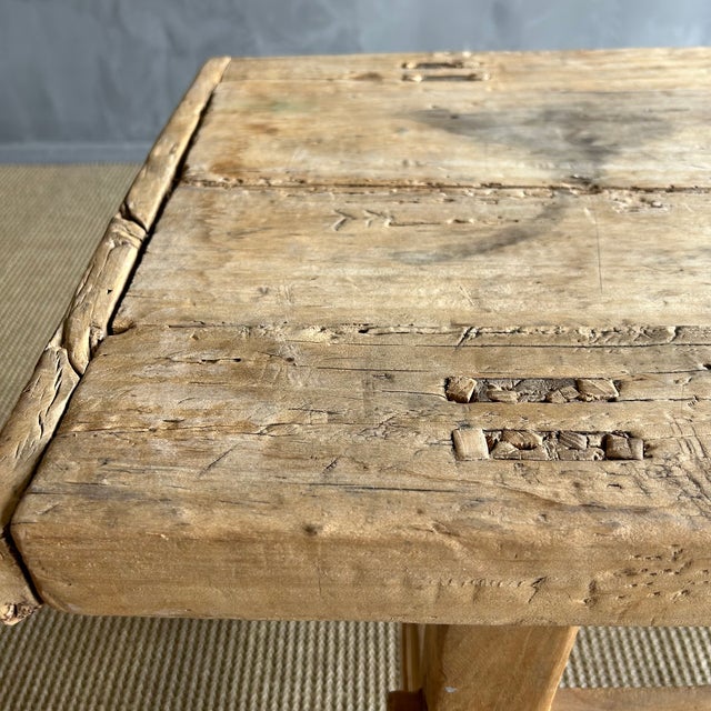 Vintage Elm Wood Coffee Table For Sale In Los Angeles - Image 6 of 7