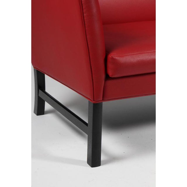 Two-Seater Sofa in Red Leather by Ole Wanscher For Sale - Image 6 of 8