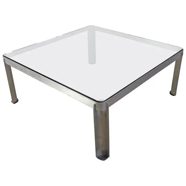 Vintage French Steel and Glass Coffee Table For Sale - Image 9 of 9