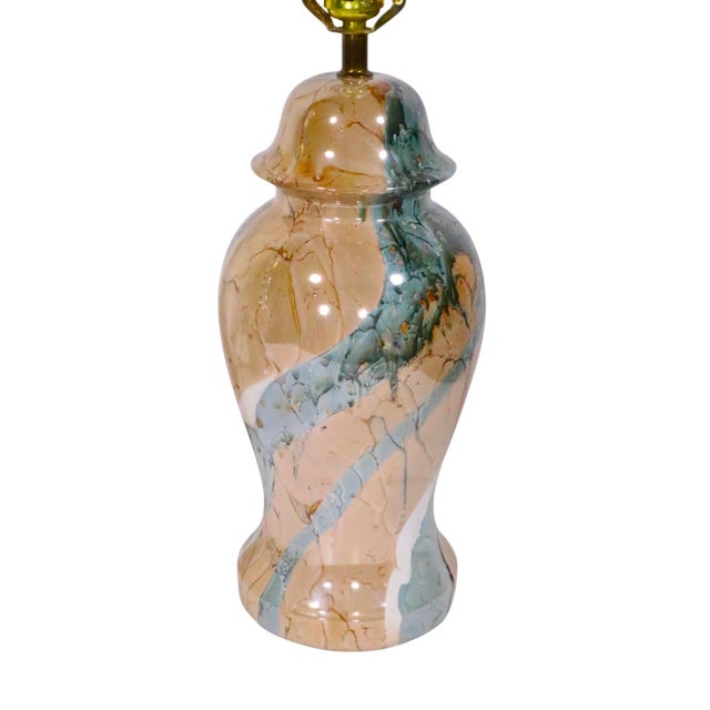 Mid 20th Century Mid 20th Century Hollywood Regency Faux Marble Ginger Jar Form Table Lamps - a Pair For Sale - Image 5 of 12