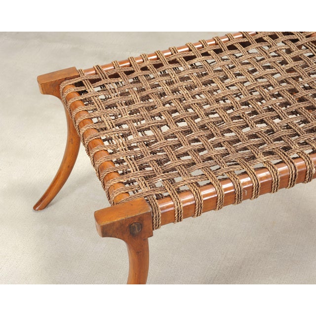 Pair of Robsjohn-Gibbings Style Walnut Klismos Rope Benches For Sale In Sacramento - Image 6 of 18