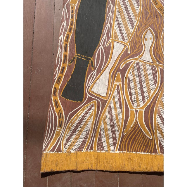 1970s Australian Aboriginal Bark Painting of Fish and Snakes Chairish