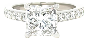 Gia Platinum Princess Cut Diamond Engagement Ring 3.02ct 7.9g, Size 6