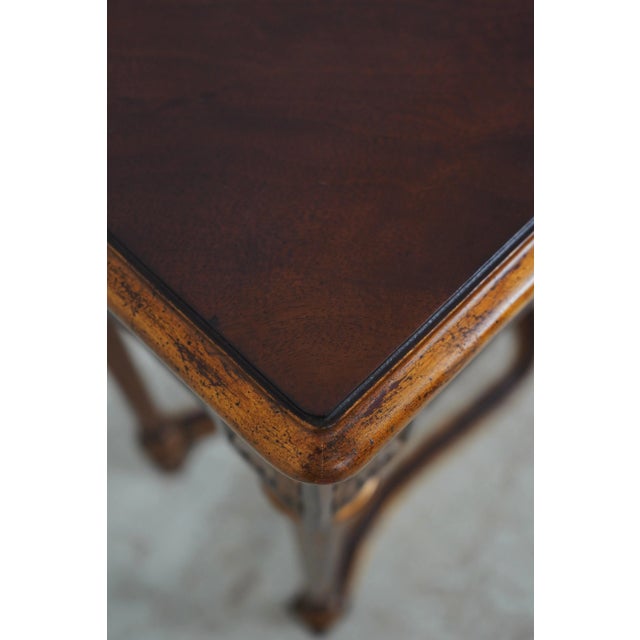 Maitland Smith French Louis XVI Style Mahogany & Gold Console Table For Sale - Image 10 of 15