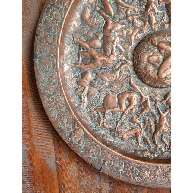 Mid 19th Century 19th Century Large Copper Electrotype Charger "Battle of the Amazons" by Elkington & Co. For Sale - Image 5 of 16