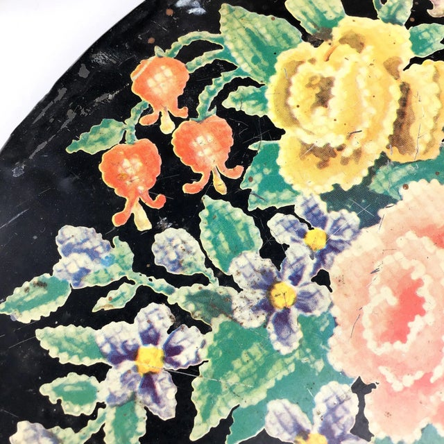 Antique Toile Transfer-Ware Covered Tin Basket For Sale In Portland, ME - Image 6 of 13