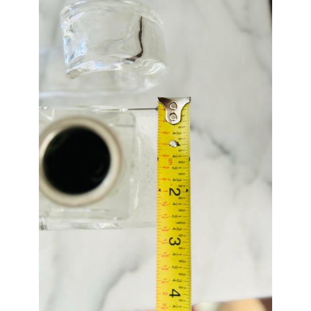 Transparent Vintage Czechoslovakian Glass Candle Holders in the Style of Barovier & Toso | Art Deco Tchécoslovaquie Decor Pair For Sale - Image 8 of 9