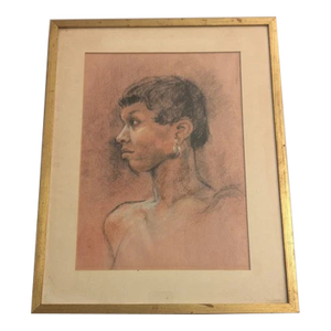 Vintage Sketched Portrait Framed by Plohn & Co. New York 15"x19"
