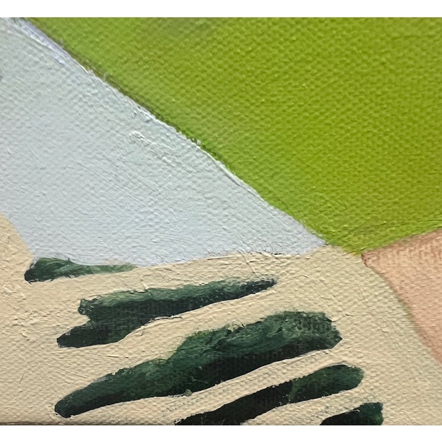 "Far Afield" Contemporary Impressionist Landscape in Greens, Cream and Pastel Blues and Lavender by Mill Valley Artist Mary Anne McKernie For Sale In San Francisco - Image 6 of 9