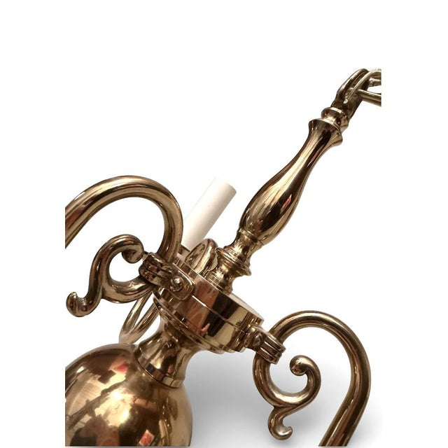 Vintage Danish Three-Arm Brass Chandelier For Sale - Image 4 of 9