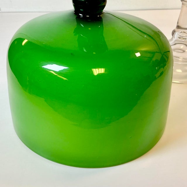 1970s Vintage Italian Boho Chic Hollywood Regency Murano Glass Cloche Over a Cake Stand - 2 Piece Set For Sale - Image 10 of 14
